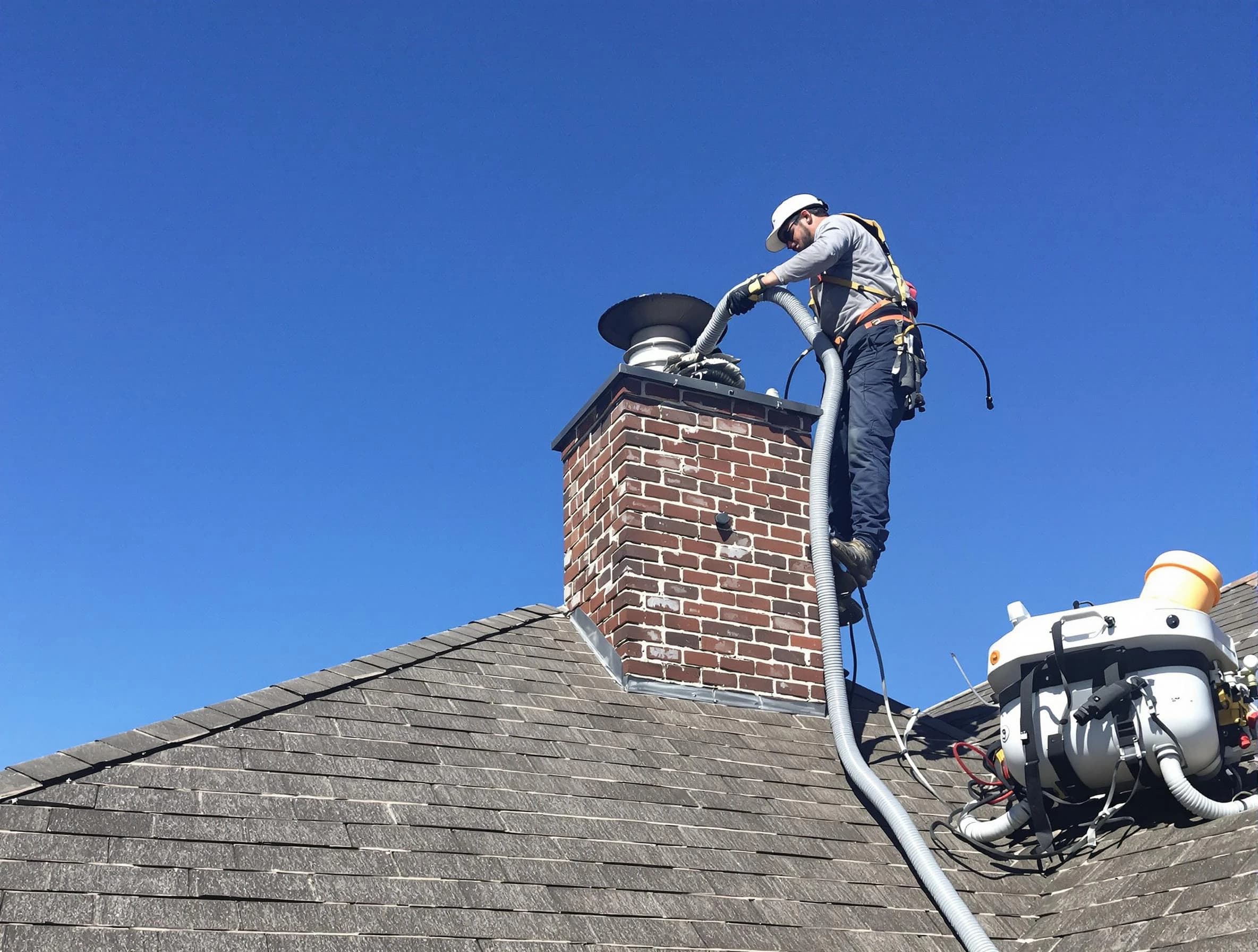 Dedicated Princeton Chimney Sweep team member cleaning a chimney in Princeton, NJ