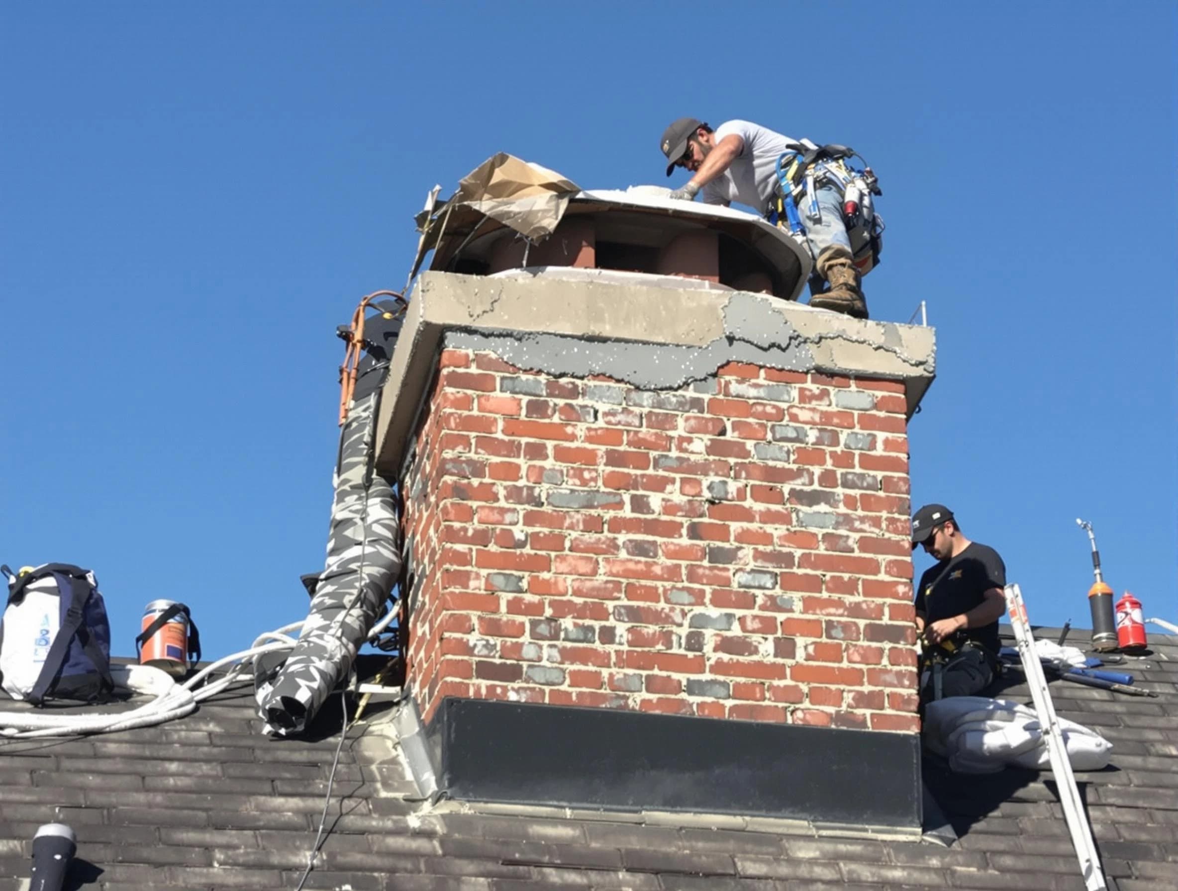 Princeton Chimney Sweep installing a custom chimney crown in Princeton, NJ