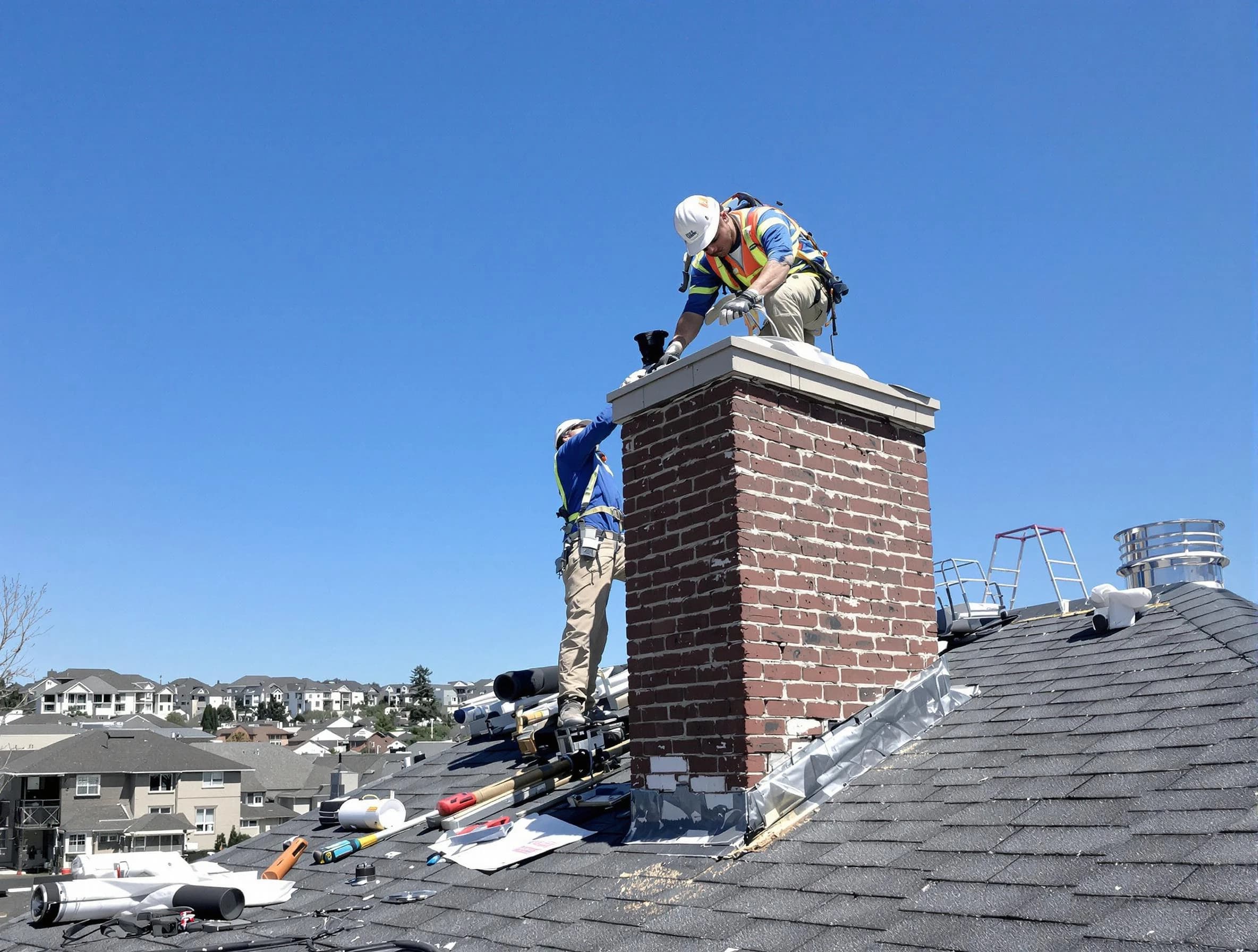 Princeton Chimney Sweep repairing a chimney crown in Princeton, NJ