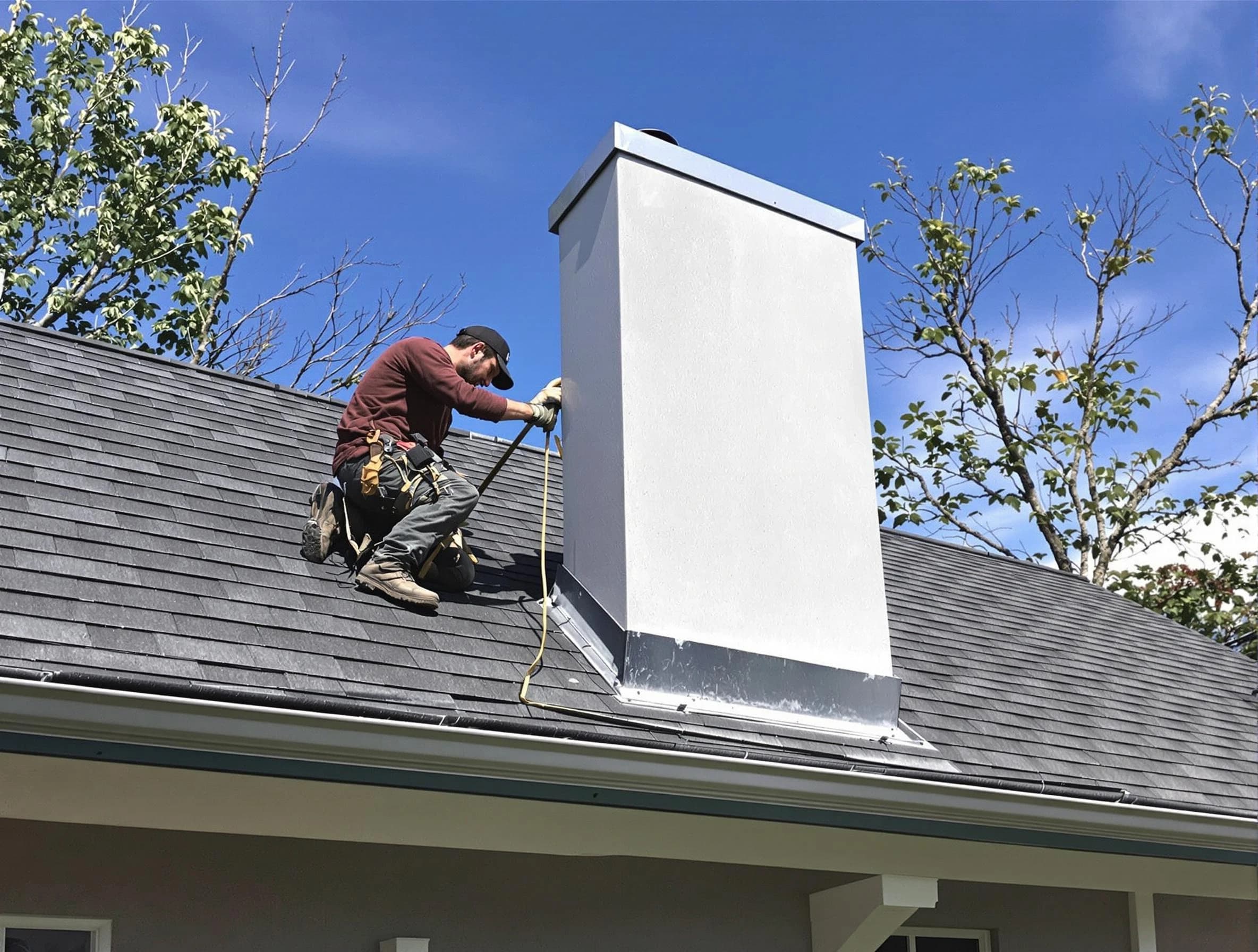 Princeton Chimney Sweep team member finishing chimney construction in Princeton, NJ