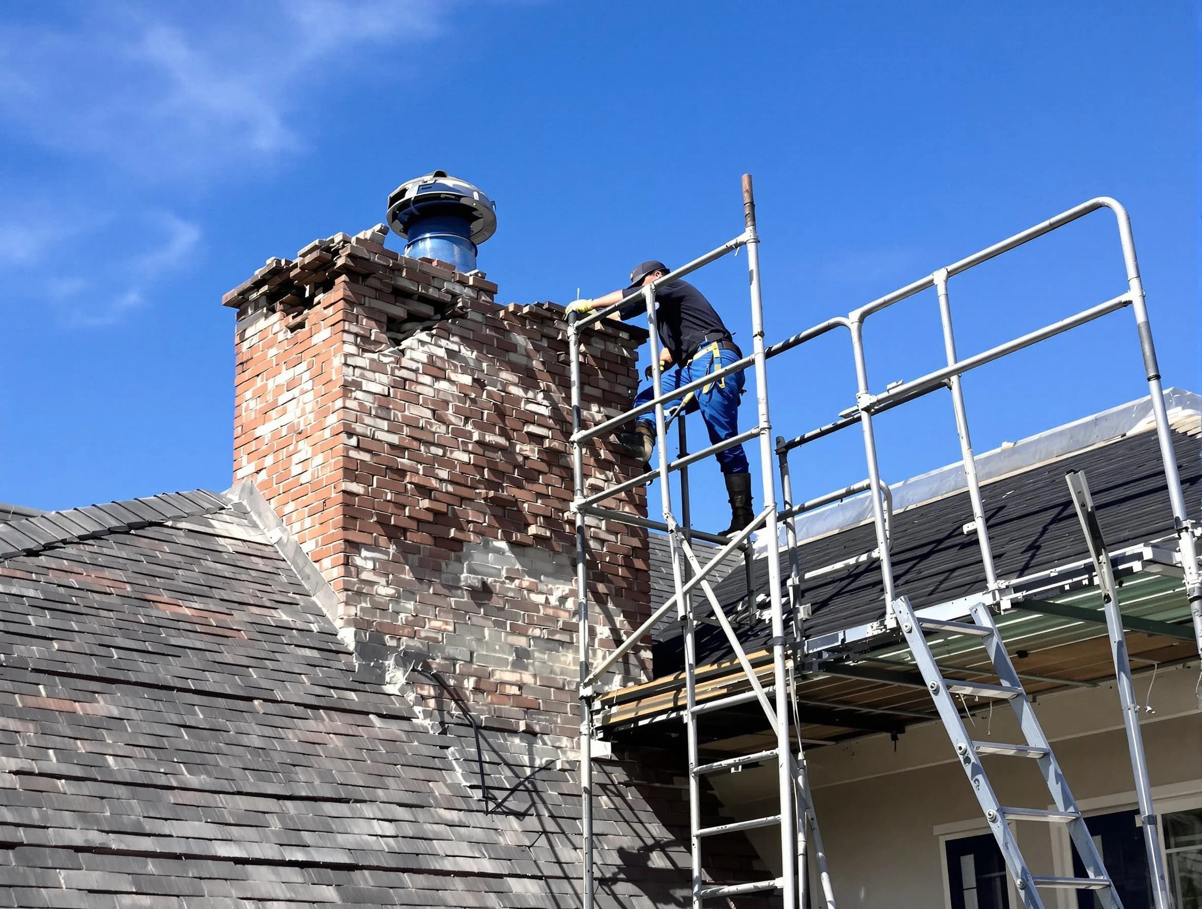 Rebuilding a chimney structure by Princeton Chimney Sweep in Princeton, NJ