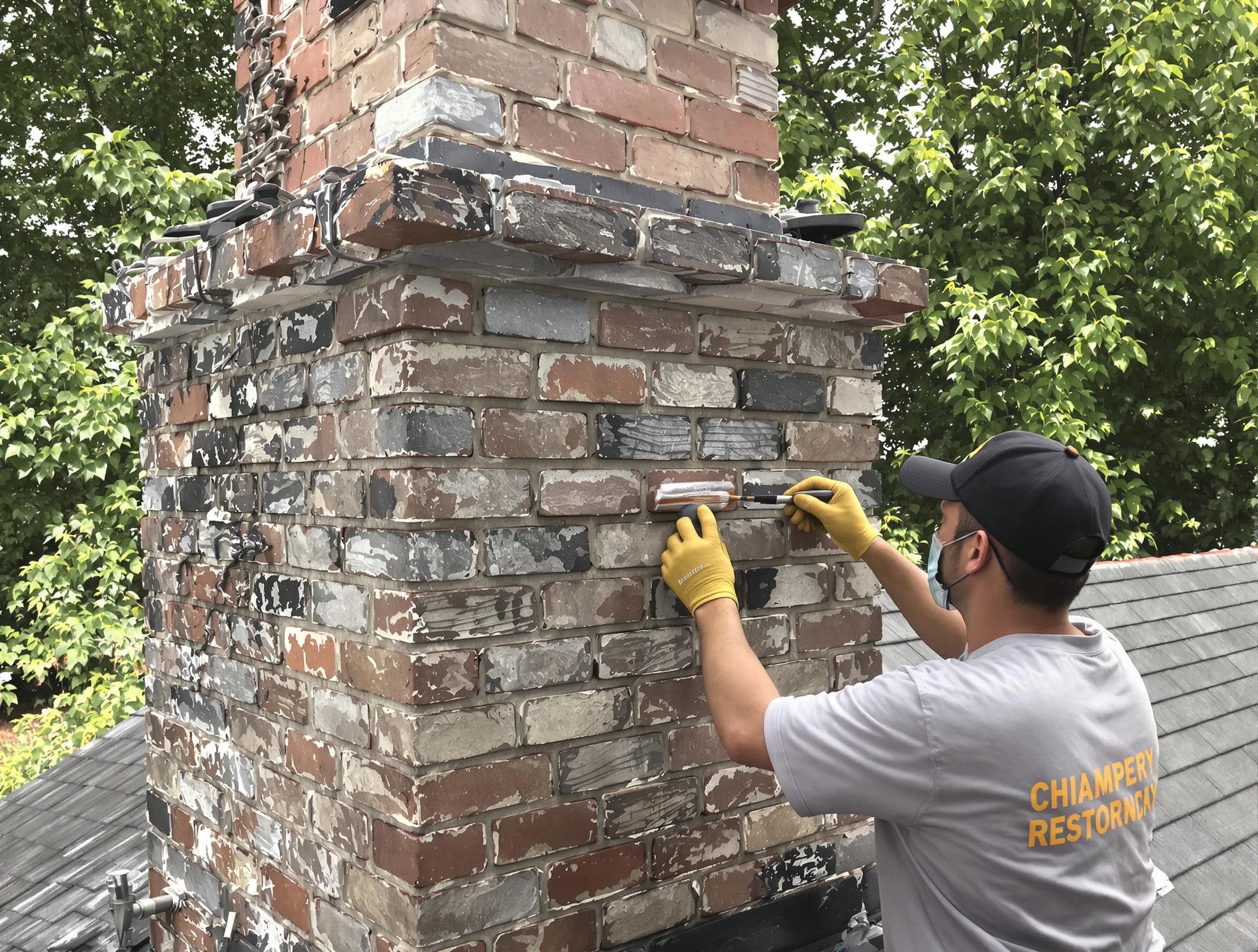 In-progress chimney restoration by Princeton Chimney Sweep in Princeton, NJ