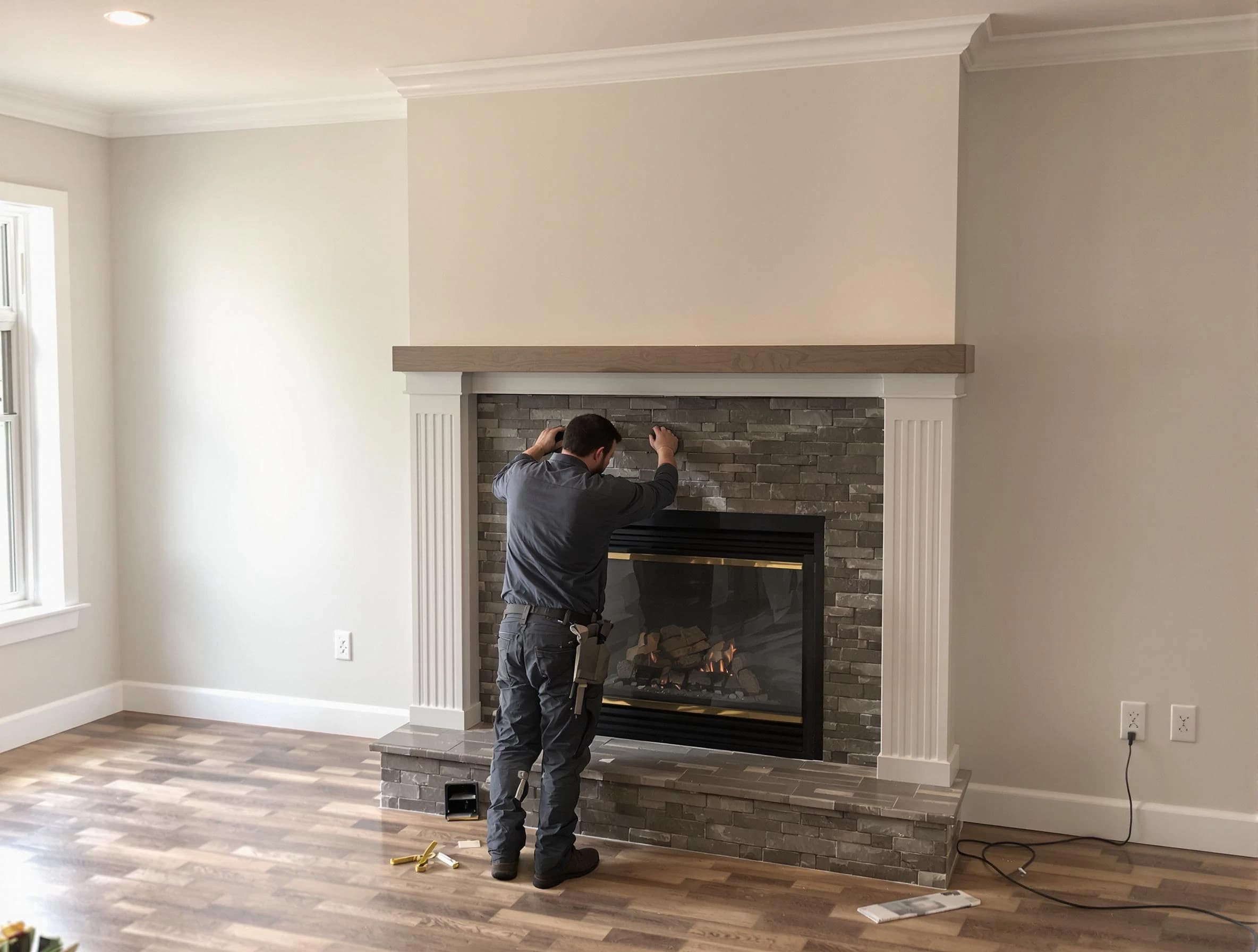 Princeton Chimney Sweep finishing a custom fireplace install in Princeton, NJ