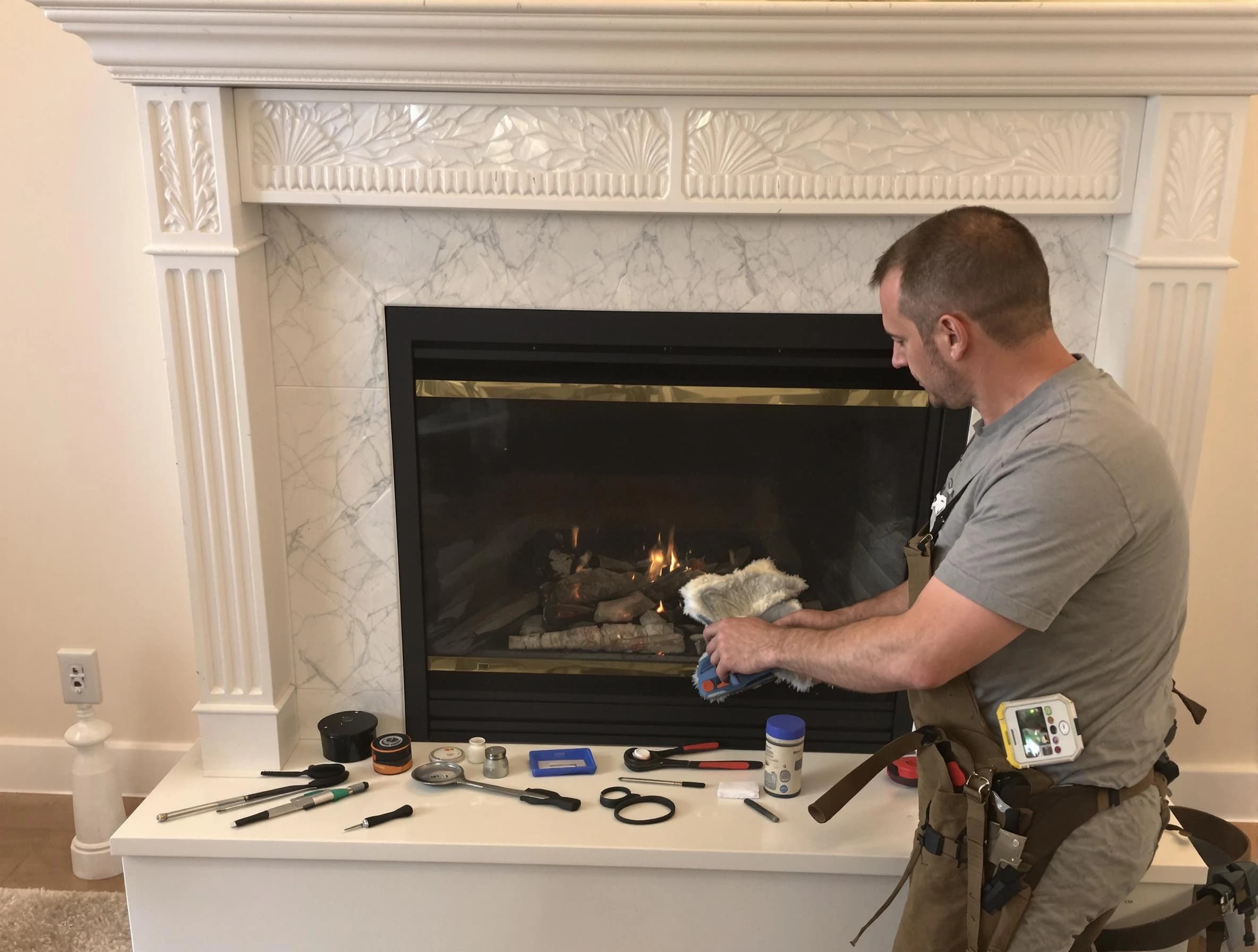 Princeton Chimney Sweep performing fireplace maintenance in Princeton, NJ